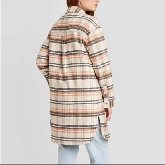 NWT Universal Thread Women's Mid Length Plaid Shirt Jacket, Size Medium - Picture 3 of 14